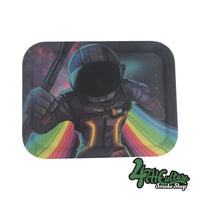 Spaceman on Rainbow Road Bamboo Rolling Tray - large